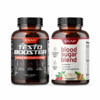 Testosterone Booster 90Cap + Blood Sugar Health Blend Supplement Bundle