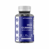 Vitamatic Iron Gummies Supplement for Unisex 20mg Serving - 60 Vegan Gummies