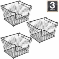 Kitcheniva Farmhouse Wire Metal Basket Bin Pack of 3 - Black