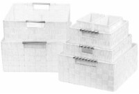 Kitcheniva Woven Fabric Basket Organizer Bins 7 Set - White