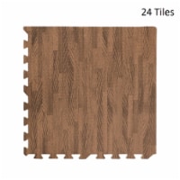 Kitcheniva Interlocking Foam Floor Tile Mats 24 Tiles/96sq, Brown Wood Grain