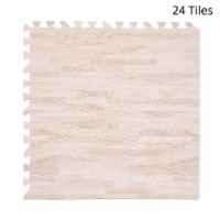 Kitcheniva Interlocking Foam Floor Tile Mats 24 Tiles/96sq, White Wood Grain