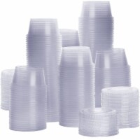 64 Ct Disposable Plastic Mini Cups Lids 2.5oz Condiments Sauce Dressing  Portion 