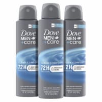 Dove Care Antiperspirant Deodorant Dry Spray Clean Comfort For Men - 3 Pack