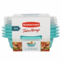 Rubbermaid Take Alongs Food Storage Containers 2.9 Cup Pack of 4 - Teal Splash
