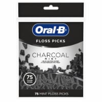 Oral-B Floss Picks Charcoal Mint 75 Pcs - Pack of 2