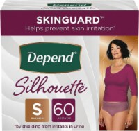 Depend Silhouette Incontinence Postpartum Underwear Small 60 Count - Berry