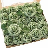 3 Inches Real-Looking Foam Fake Roses with Stems for Floral Arrangements 25 pcs Perspective: Main