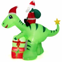 Hivvago 8 Feet Lighted Christmas Inflatable Santa Claus Dinosaur Decoration with Gift Boxes Perspective: Main