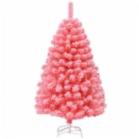 Hivvago Pink Christmas Tree with Snow Flocked PVC Tips and Metal Stand-4.5 ft Perspective: Main