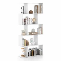 Hivvago 5-Tier Bookshelf with Anti-Toppling Device for Living Room Home Office-White Perspective: Main
