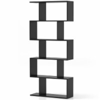 Hivvago 5-Tier Bookshelf with Anti-Toppling Device for Living Room Home Office-Black Perspective: Main