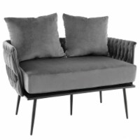 Hivvago Modern Loveseat Sofa Upholstered Dutch Velvet Sofa Couch-Gray Perspective: Main