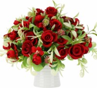 Kisflower 7.9 D x 7.9 W x 12.5 H Kisflower 6 Bunches Red Artificial Rose Flowers Artificial S Perspective: Main