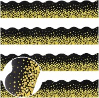 Gold Confetti Bulletin Board Borders, Black,Gold Perspective: Main