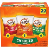 Goldfish Crackers Say Cheeeese Variety Pack, 20 Ct – Cheddar, Pizza & Parmesan Perspective: Main