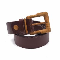 Woodbelt Powell Pride 407 Luxury Leather Belt with Walnut Wooden Buckle, Dark Brown