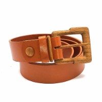 Woodbelt Powell Pride 408 Luxury Leather Belt with Walnut Wooden Buckle, Brown
