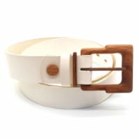 Woodbelt Powell Pride 422 Luxury Leather Belt with Walnut Wooden Buckle, Warm White