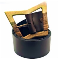 Woodbelt Bryce Free 624 Luxury Leather Belt with Walnut Wooden Buckle, Dark Brown Leather