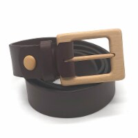 Woodbelt Yosemite Brave 423 Luxury Leather Belt with Beech Wooden Buckle, Dark brown