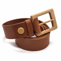 Woodbelt Yosemite Brave 425 Luxury Leather Belt with Beech Wooden Buckle, White