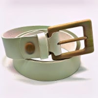 Woodbelt Yosemite Brave 425 Luxury Leather Belt with Beech Wooden Buckle, White