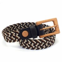 Woodbelt Yellowstone Brave 313 Luxury Leather Belt with Beech Wooden Buckle, Mix Brown
