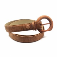 Woodbelt Zion Heart 314 Luxury Leather Belt with Beech Wooden Buckle, Brown Cork