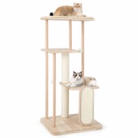 Hivvago Wooden Multi-level Modern Cat Tower with Scratching Board and Post Perspective: Main