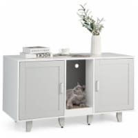 Hivvago 2-Door Cat Litter Box Enclosure with Winding Entry and Scratching Board Perspective: Main