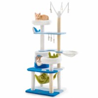 Hivvago Multi-level Cat Tower with Sisal Covered Scratching Posts-Blue Perspective: Main