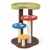Hivvago 3-In-1 Cat Tree 3 Full-Wrapped Sisal Posts Removable Mat and Platforms-Multicolor Perspective: Main