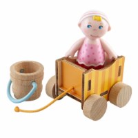 HABA Little Friends Baby Nora - 2.5  Dollhouse Toy Figure with Wagon and Pail