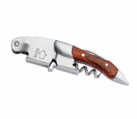 Cilio Waiters Corkscrew Bottle Opener in Wood, Silver/Brown, 4.75-Inch