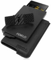 Fidelo Men's Wallet - RFID Blocking Pop Up, Slim Black Crazy Horse