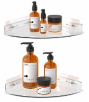Vdomus 2 Pack Acrylic Bathroom Shelves, No Drilling Adhesive Floating Shower Corner Shelf