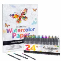 Brite Crown Multicolor Watercolor Pen Set – 24 Brush Pens & Refillable Water Brush