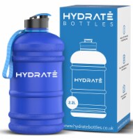Half Gallon Water Bottle - BPA Free, Flip Cap, Gym/Sports, Extra Strong, Frosted Blue (74oz)