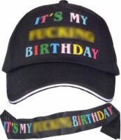 MEANT2TOBE Birthday Hat & Sash (Black), Christmas Gifts, Baseball Cap for Woman Men