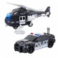 Dazmers Friction Powered Emergency Vehicle Toys Set - Police Car & Helicopter