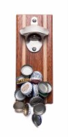 Bruntmor Merbau Wood Magnetic Wall Mounted Beer Bottle Opener & Cap Catcher