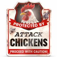 Bigtime Signs Attack Chickens Grunge PVC 9 x12  | Chicken Coop Decor