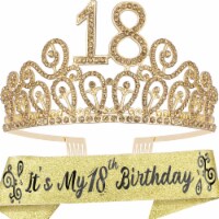 18th Birthday Gifts for Women: Glitter Sash + Rhinestone Tiara