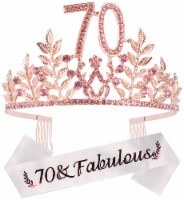 70th Birthday Gifts for Her: Fabulous Glitter Sash + Rhinestone Tiara