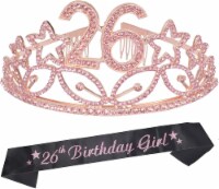 26th Birthday Gifts for Women: Glitter Sash + Rhinestone Tiara