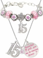 15th Birthday Jewelry for Girls: Bracelet, Necklace, Cherry Blossom Dandelion