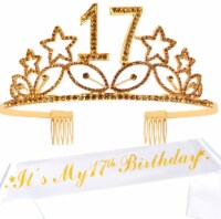 17th Birthday Gifts for Girls: Glitter Sash + Stars Tiara