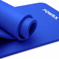 POWRX Yoga Mat Dark Blue 75 x31 x0.6  | Non-Slip Workout Mat for Women Men Home Fitness