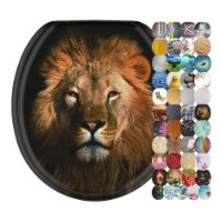 Sanilo 341 Round Molded Wood Adjustable Toilet Seat with Soft Close Lid, Lion
